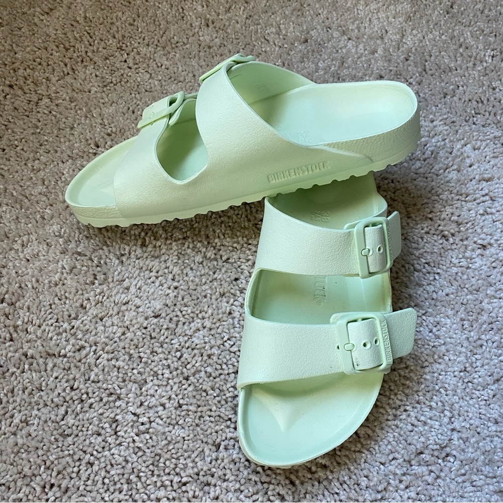 Birkenstock Arizona Waterproof Slide Sandal in Faded Lime Green